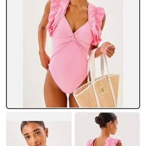 Lilly Pulitzer Stevie Pink Swimsuit with Ruffles- brand new size 2!